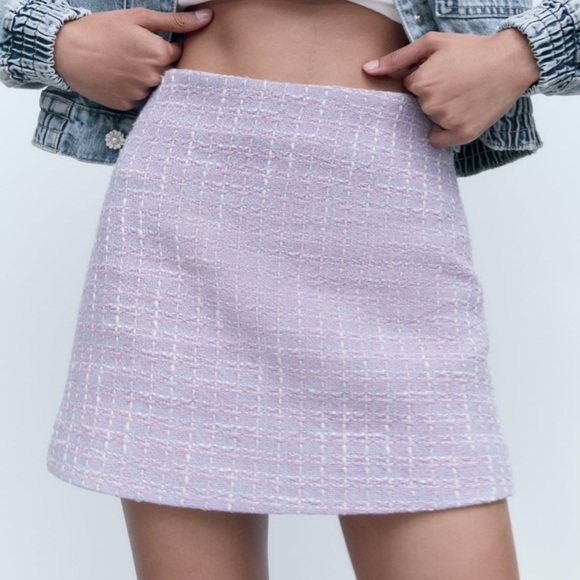 Zara Tweed Corset Top and Skirt in Lilac Color - Picture 3 of 10